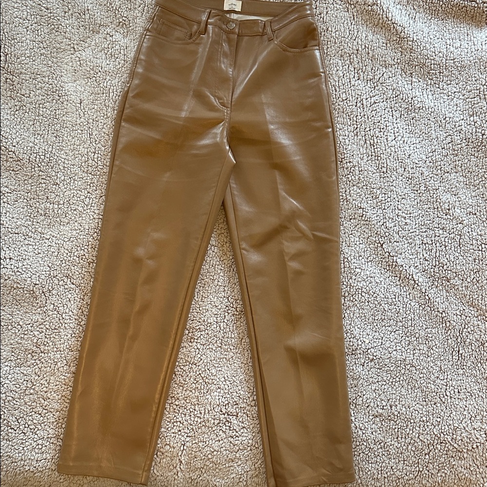 Tan Faux Leather Pants